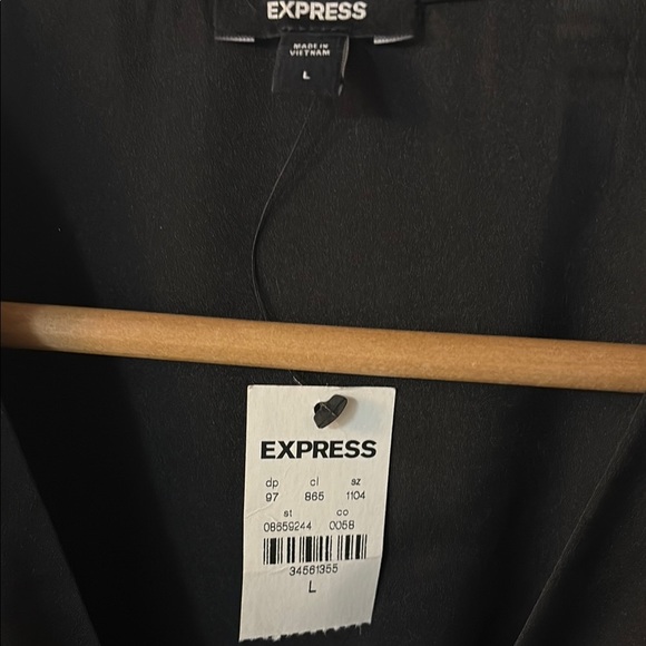 Express Black Long Sleeve Wrap Blouse - Picture 2 of 3
